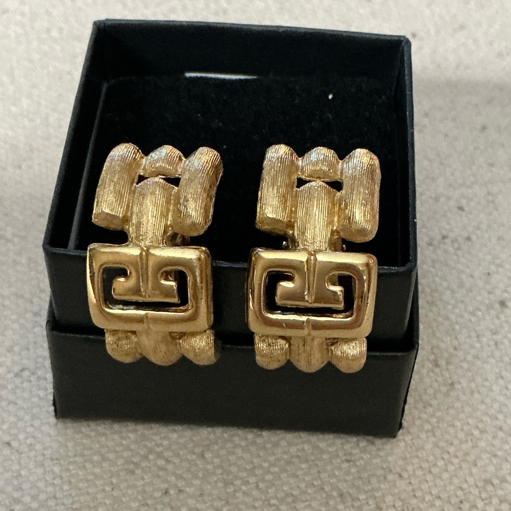 Vintage 24 K Gold Plated Givenchy Clip On Earrings 1980s - 1990s